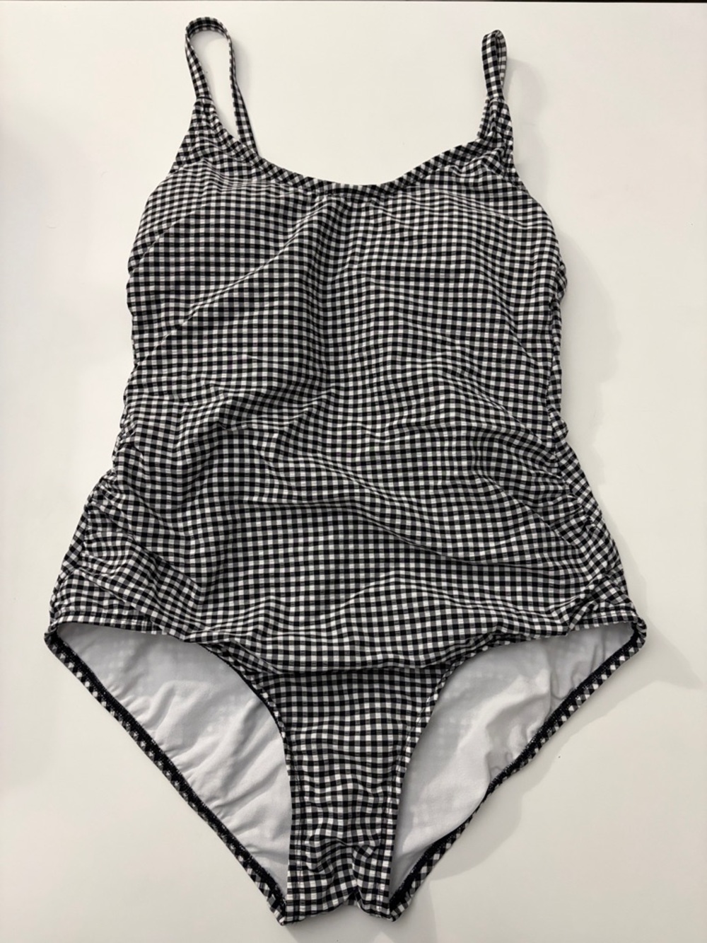 Kona Sol Black & White Gingham Full Seat Coverage One Piece Swimsuit Size Large